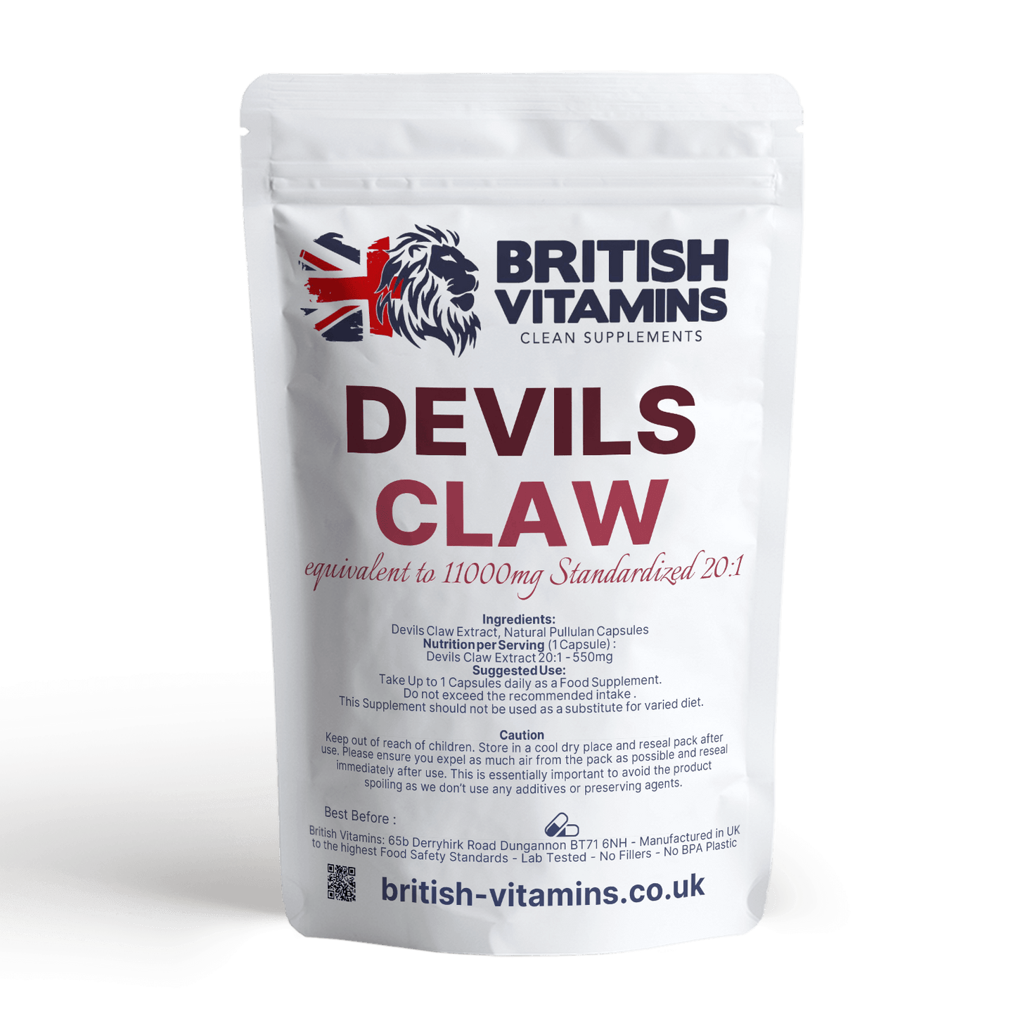 Devils Claw Extract 20:1 11000mg Extract Health & Beauty:Vitamins & Lifestyle Supplements:Vitamins & Minerals British Vitamins