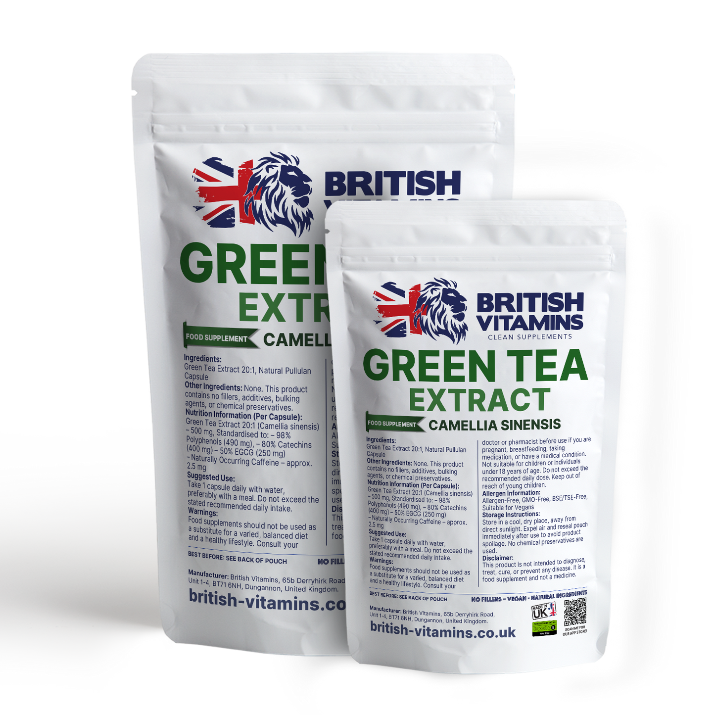 Green Tea Extract 500mg Safe dose in Vegan Capsules Health & Beauty:Vitamins & Lifestyle Supplements:Vitamins & Minerals British Vitamins