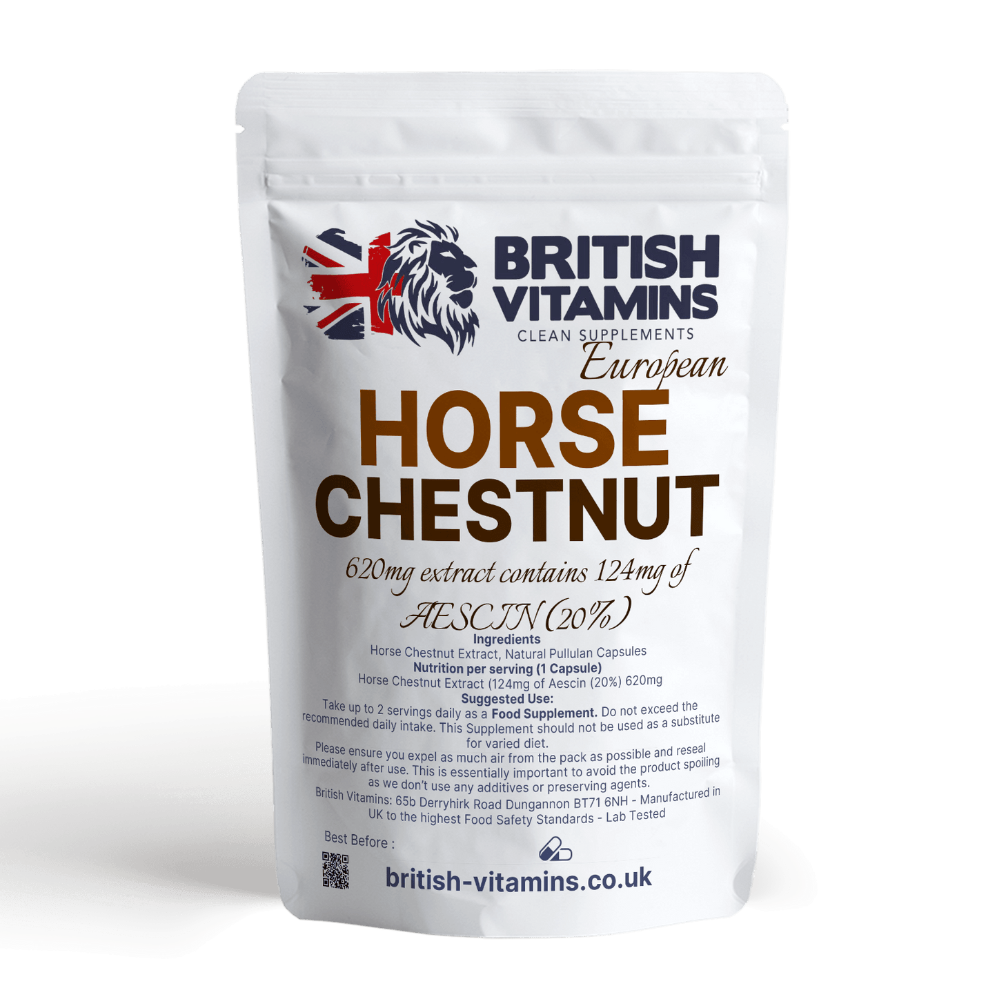 Horse Chestnut Extract Capsules 620mg Aescin -124mg Health & Beauty:Vitamins & Lifestyle Supplements:Vitamins & Minerals British Vitamins