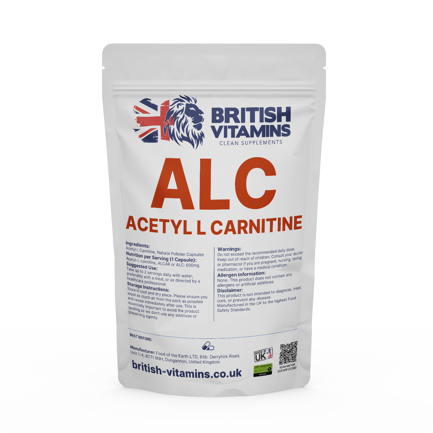 Acetyl L-Carnitine ALC (ALCAR) Health & Beauty:Vitamins & Lifestyle Supplements:Sports Supplements:Protein Shakes & Bodybuilding British Vitamins 5 Capsules ( Sample )