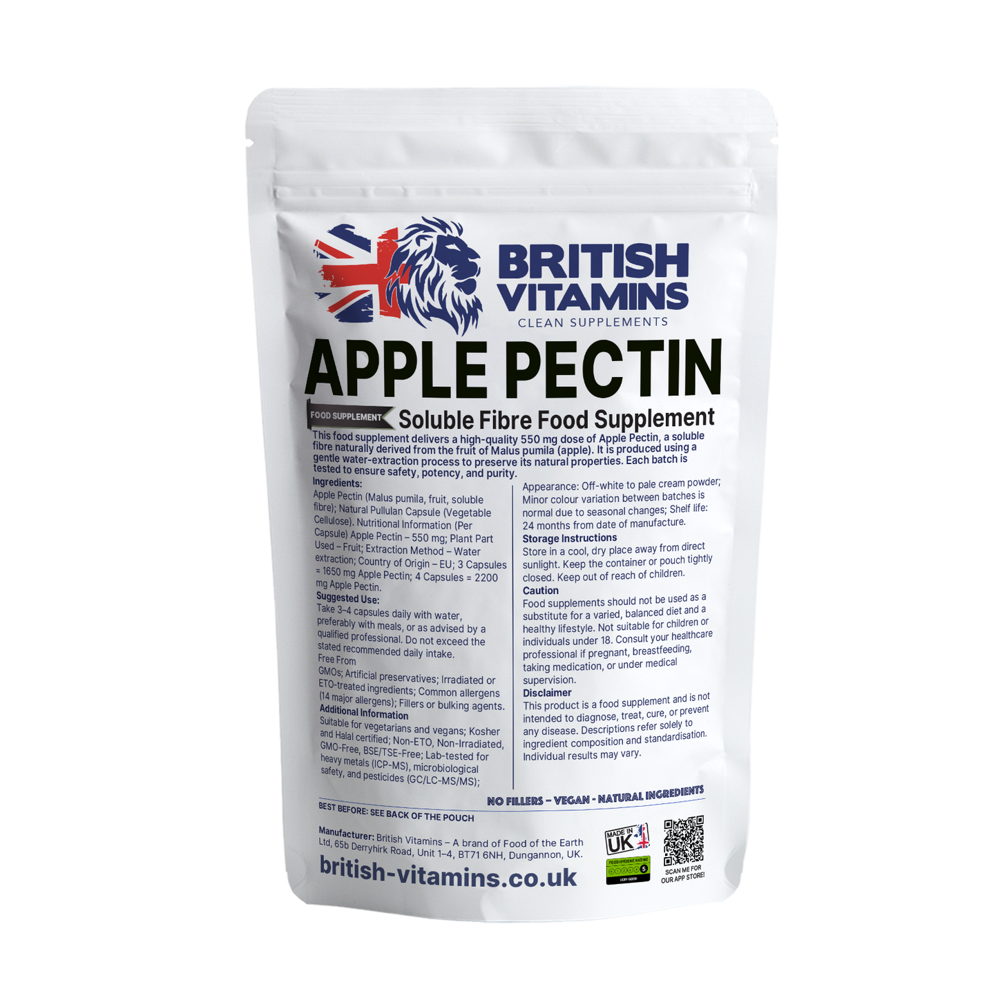 Apple Pectin British Vitamins 90 Capsules