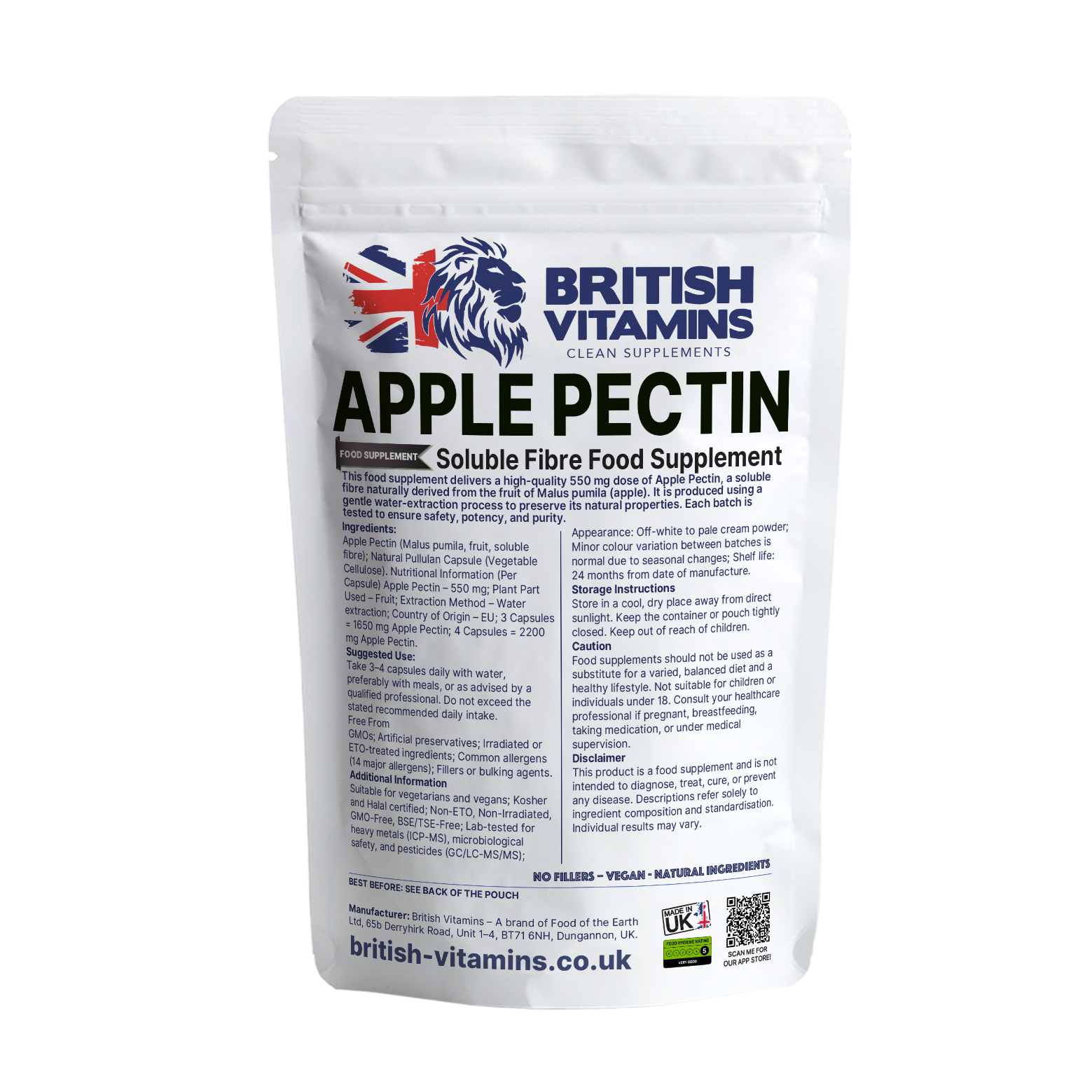 Apple Pectin British Vitamins 90 Capsules