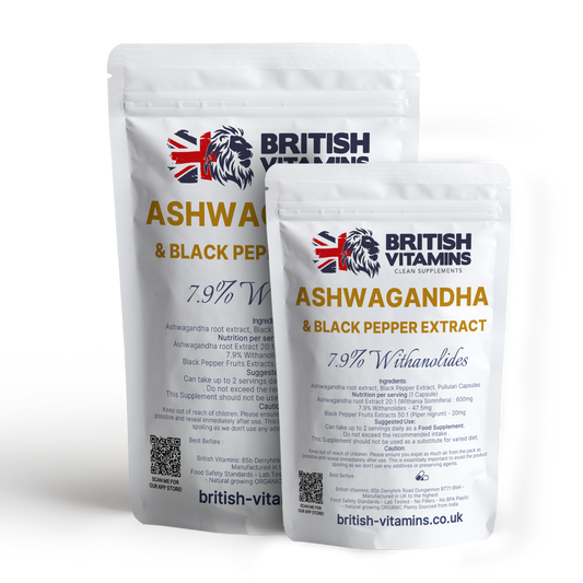 Ashwagandha 600mg contains 7.9% Withanolides with Black pepper Health & Beauty:Vitamins & Lifestyle Supplements:Vitamins & Minerals British Vitamins