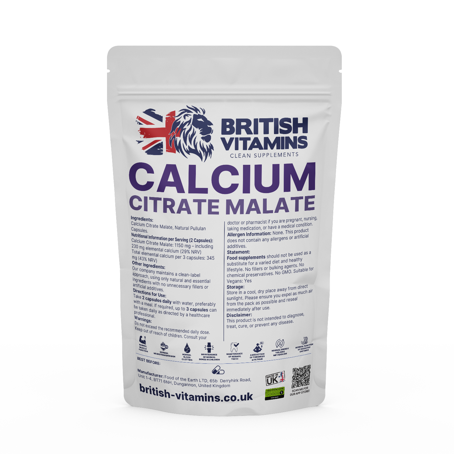 Calcium Citrate Malate British Vitamins 60 Capsules