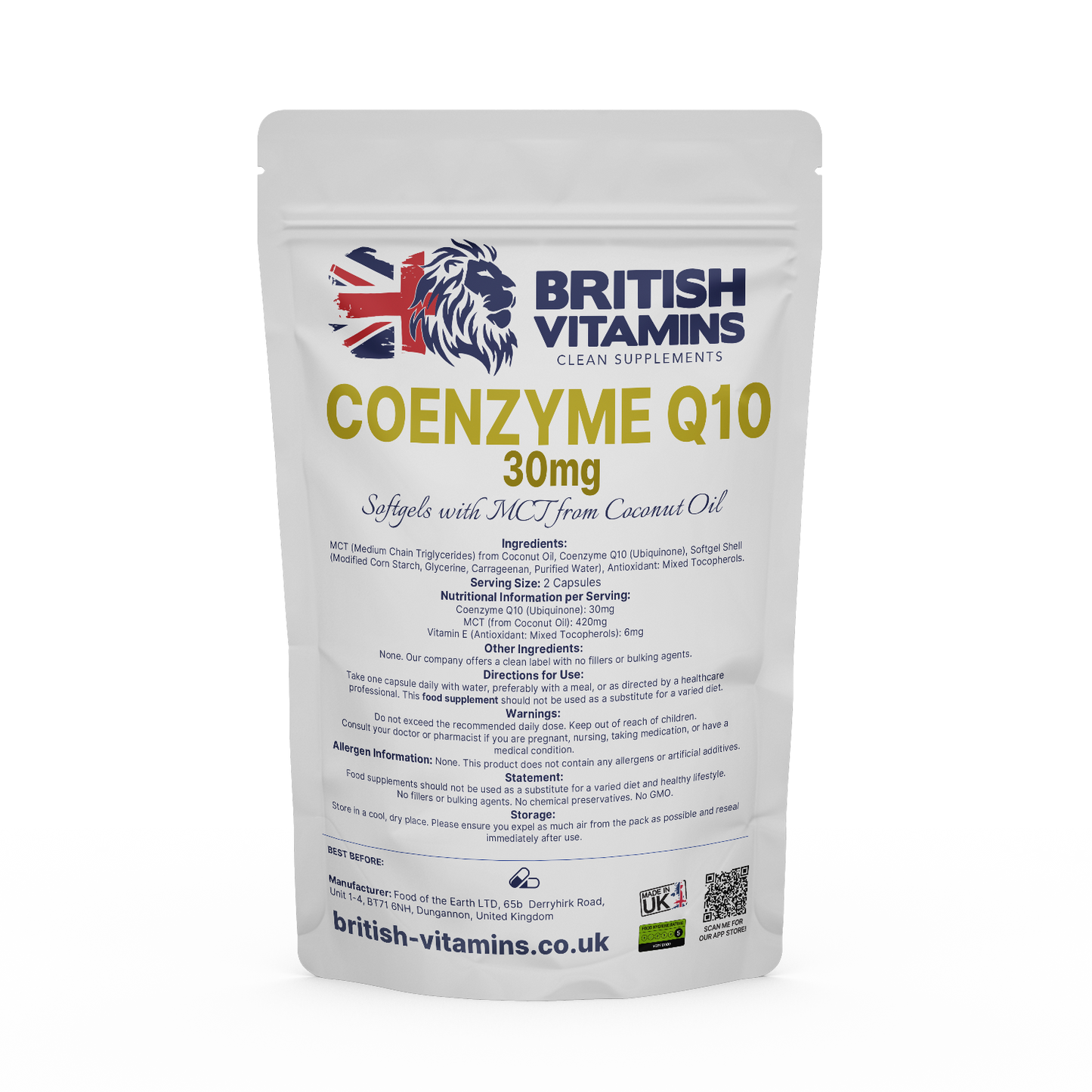 Coenzyme Q10 Softgel (Ubiquinone) 30mg – Food Supplement Health & Beauty:Vitamins & Lifestyle Supplements:Vitamins & Minerals British Vitamins 60 Softgels