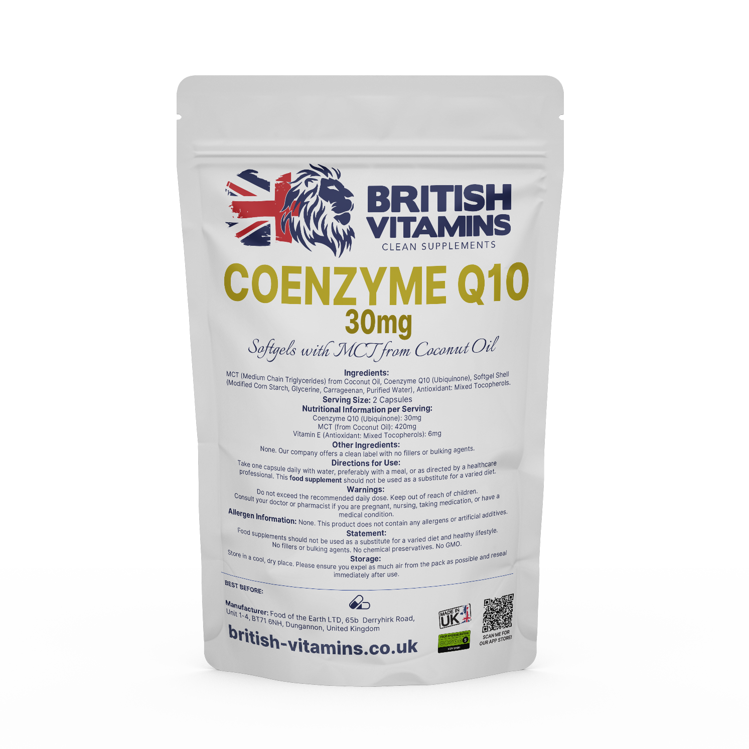 Coenzyme Q10 Softgel (Ubiquinone) 30mg – Food Supplement Health & Beauty:Vitamins & Lifestyle Supplements:Vitamins & Minerals British Vitamins 60 Softgels