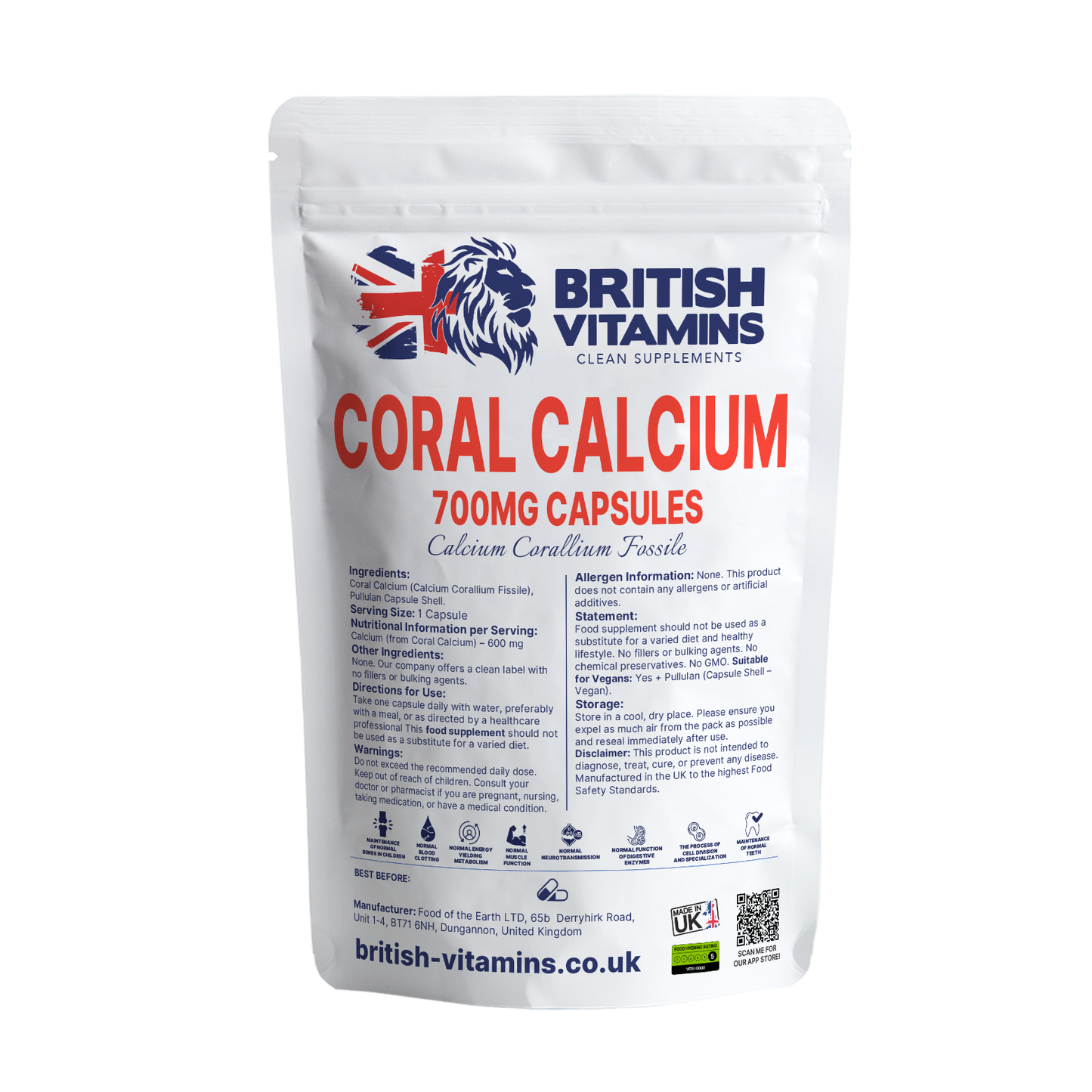 Coral Calcium Capsules – Natural Source 700mg Health & Beauty:Vitamins & Lifestyle Supplements:Vitamins & Minerals British Vitamins 60 Capsules