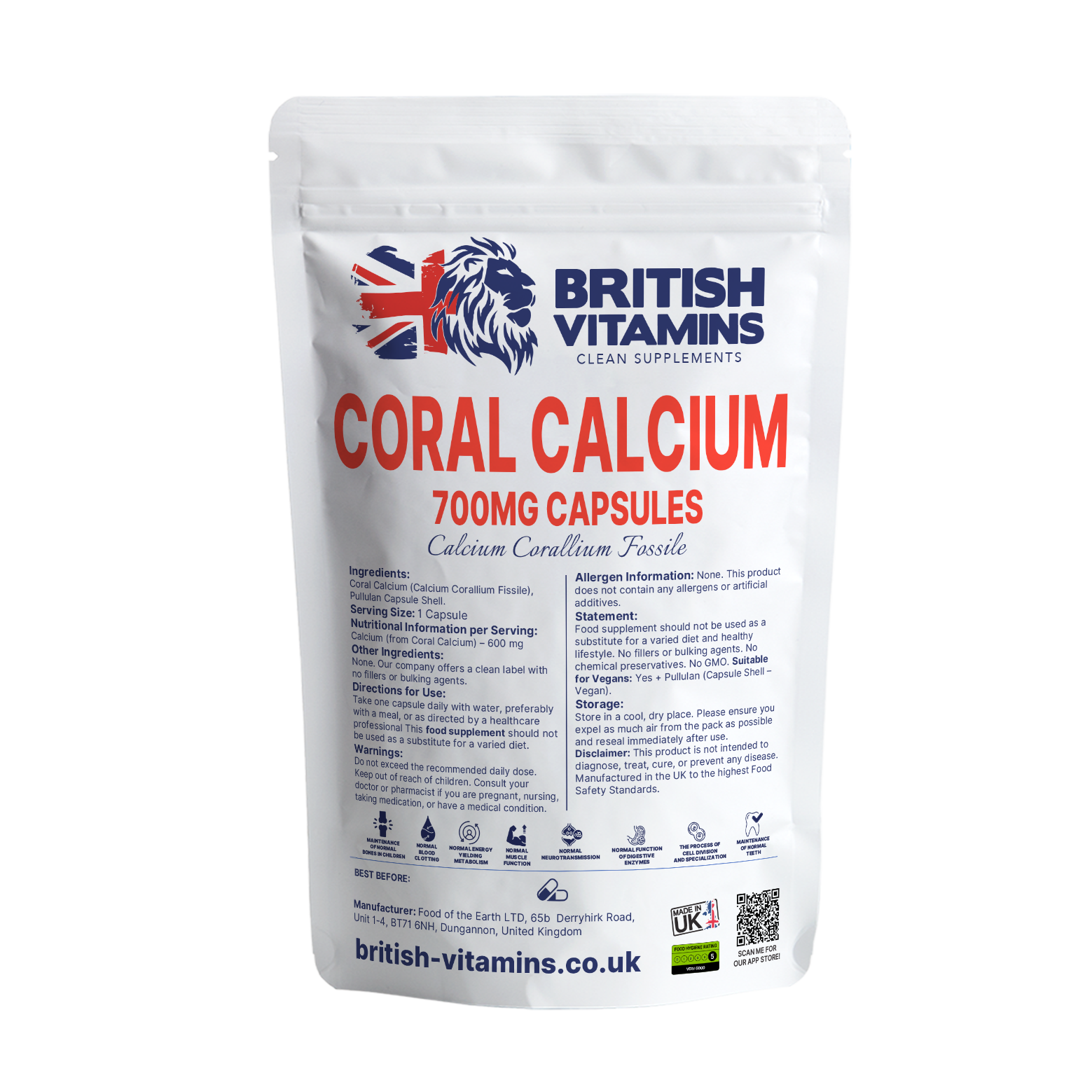 Coral Calcium Capsules – Natural Source 700mg Health & Beauty:Vitamins & Lifestyle Supplements:Vitamins & Minerals British Vitamins 60 Capsules