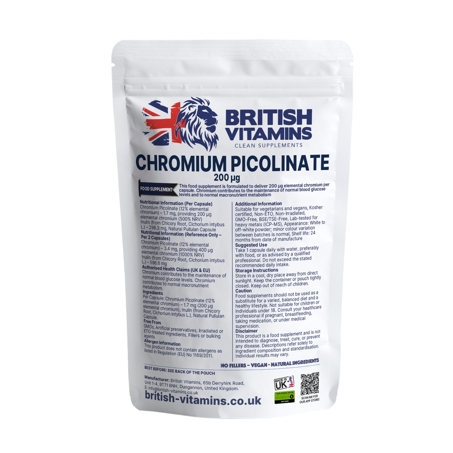 Chromium Picolinate 200 µg British Vitamins