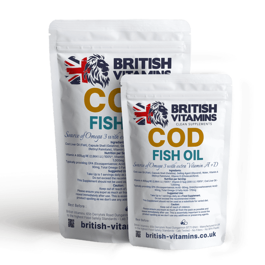 Cod Liver Oil (Fish) 1000mg Softgels Food Supplement British Vitamins