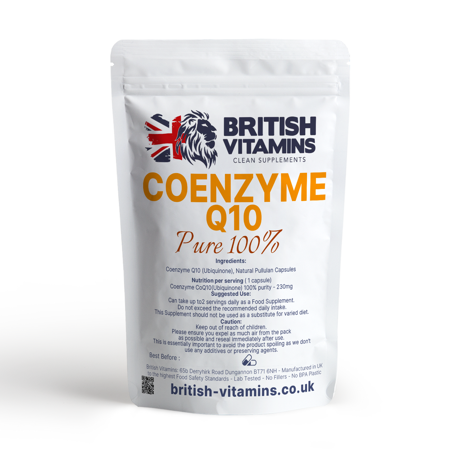 Co Enzyme Q10 Ubiquinone - 100% Clean Health & Beauty:Vitamins & Lifestyle Supplements:Vitamins & Minerals British Vitamins 30 Capsules