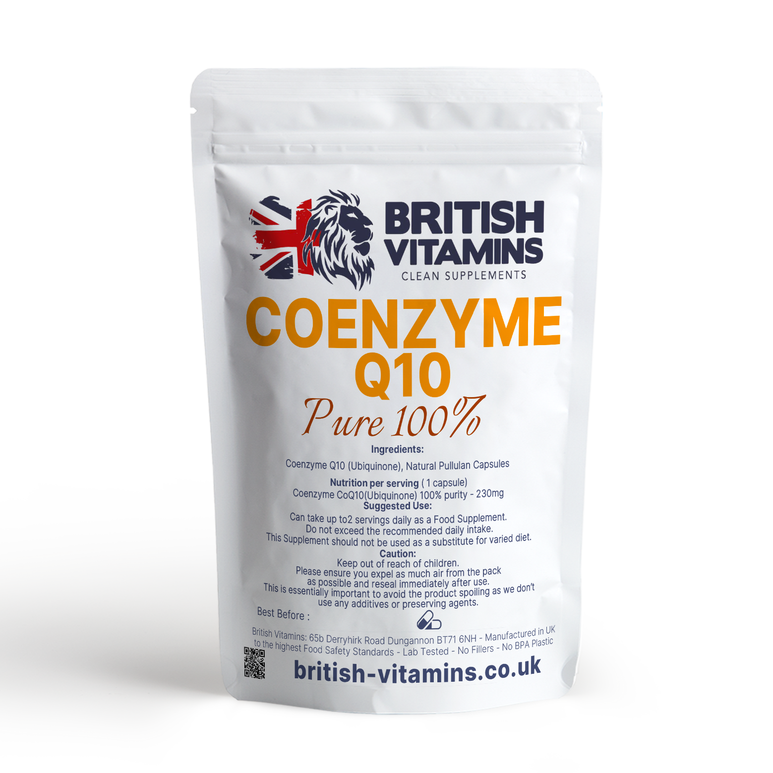 Co Enzyme Q10 Ubiquinone - 100% Clean Health & Beauty:Vitamins & Lifestyle Supplements:Vitamins & Minerals British Vitamins 30 Capsules