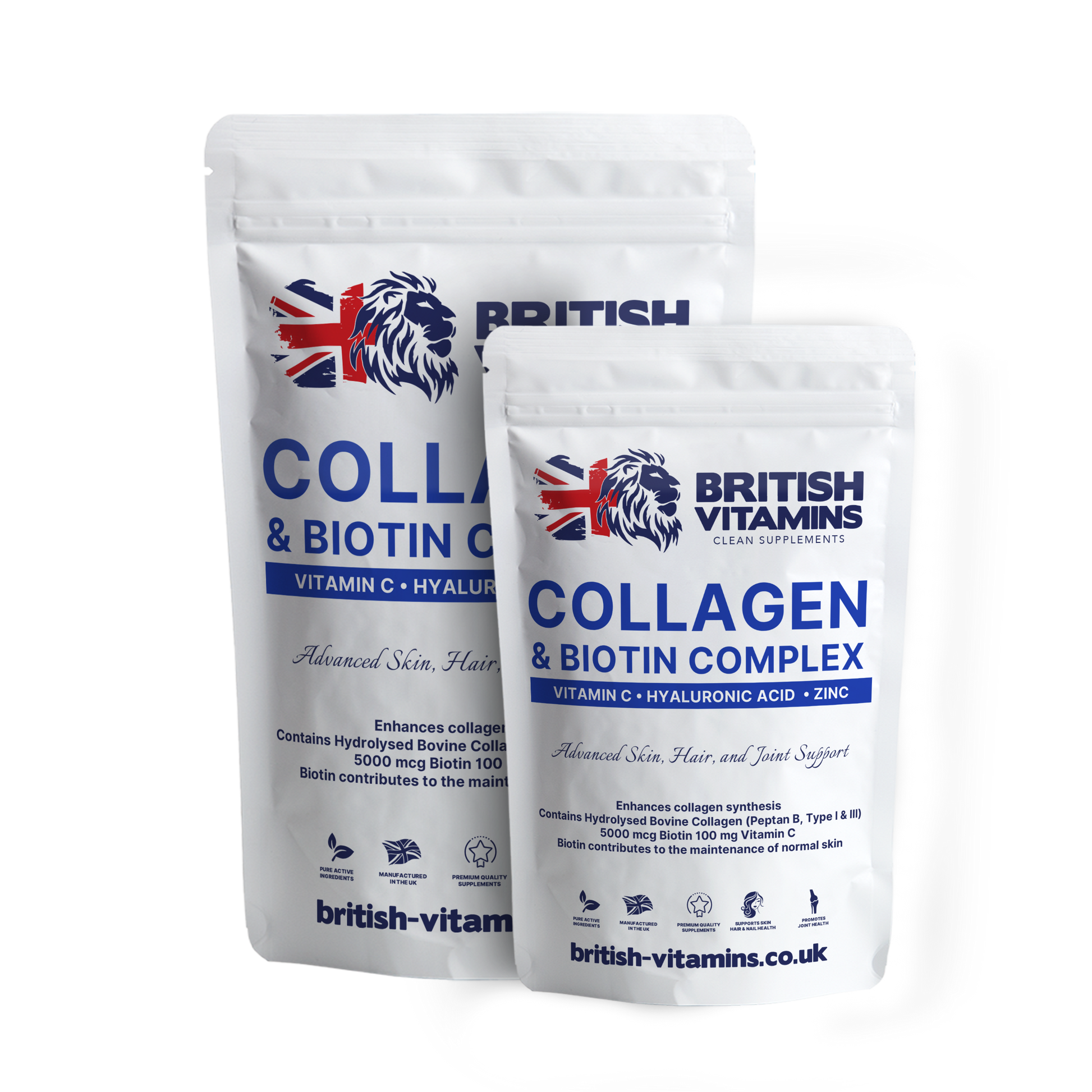 Collagen Peptides & Biotin, Zinc, Vitamin C, Hyaluronic Acid, Multi Complex Health & Beauty:Vitamins & Lifestyle Supplements:Vitamins & Minerals British Vitamins