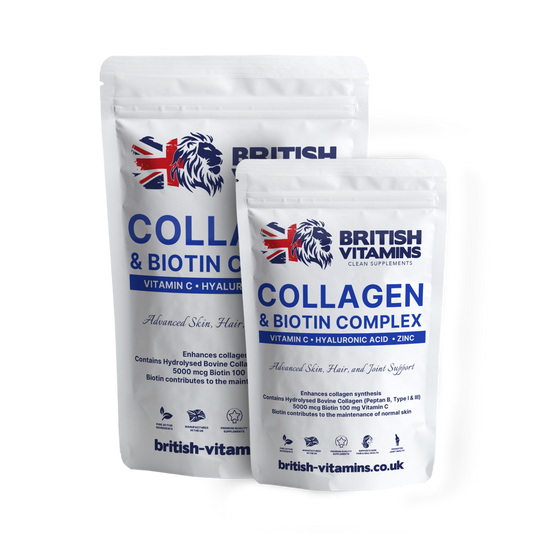 Collagen Peptides & Biotin, Zinc, Vitamin C, Hyaluronic Acid, Multi Complex Health & Beauty:Vitamins & Lifestyle Supplements:Vitamins & Minerals British Vitamins