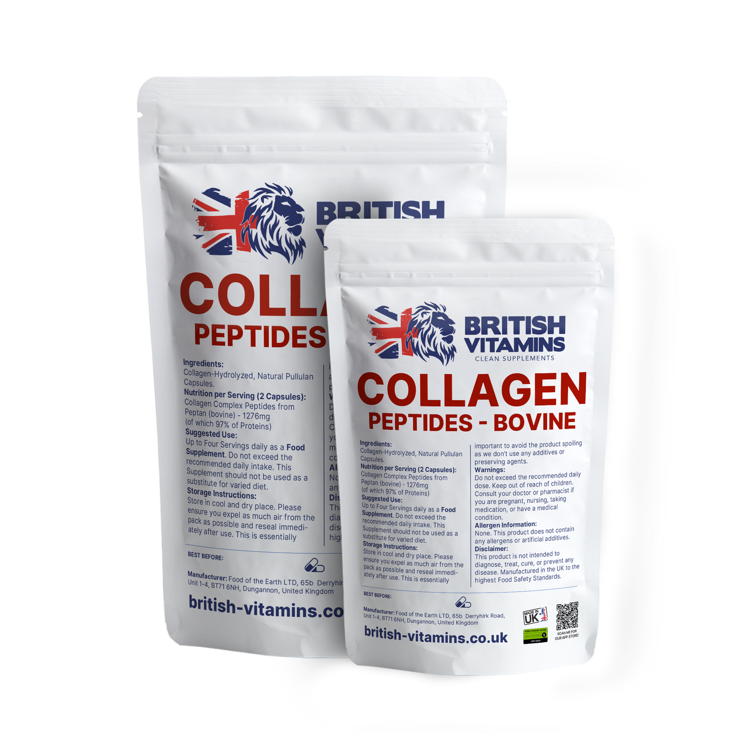 Collagen Peptides No Fillers Bovine Peptan British Vitamins