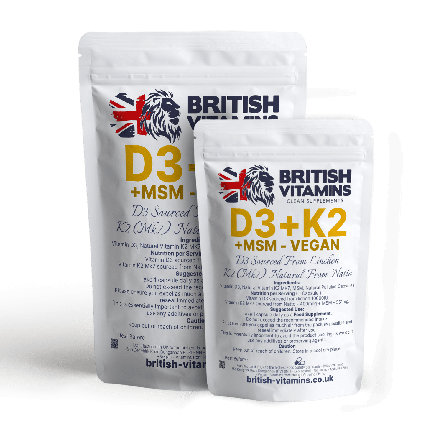 High Strength Vitamin D3 10,000 IU + K2 MK-7 400mcg + MSM – Vegan, No Fillers, UK-Made Health & Beauty:Vitamins & Lifestyle Supplements:Vitamins & Minerals British Vitamins 30 Capsules