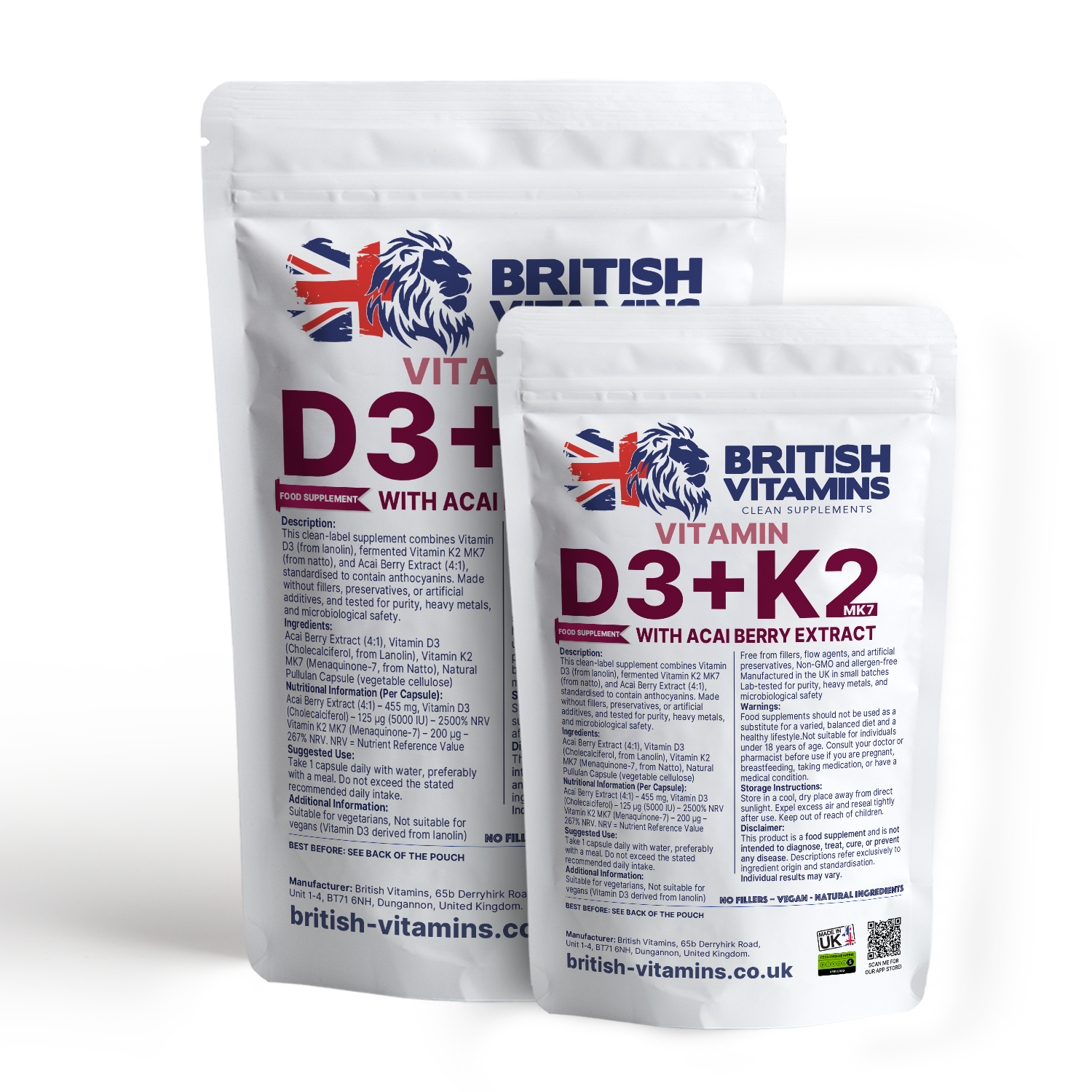 D3 K2 MK-7 Vitamins Formulated with Acai Berry Health & Beauty:Vitamins & Lifestyle Supplements:Vitamins & Minerals British Vitamins