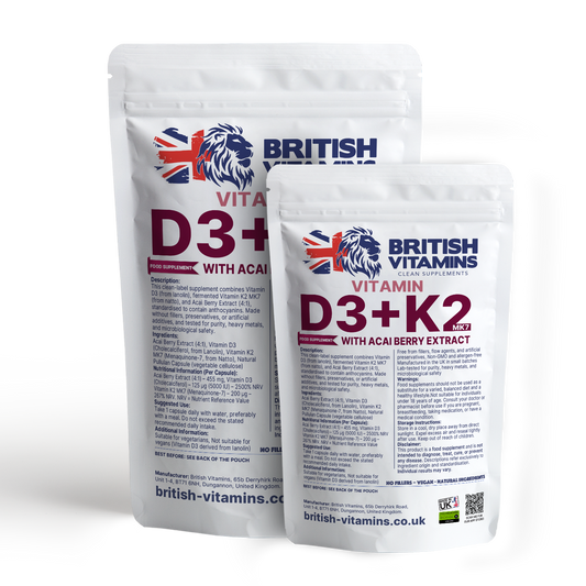 D3 K2 MK-7 Vitamins Formulated with Acai Berry Health & Beauty:Vitamins & Lifestyle Supplements:Vitamins & Minerals British Vitamins