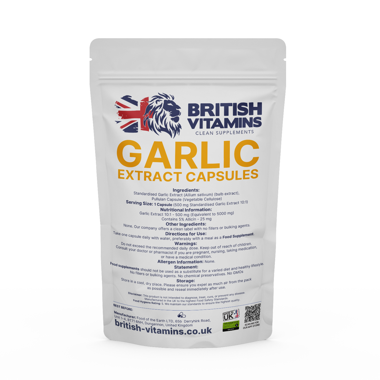 Garlic Extract Capsules Health & Beauty:Vitamins & Lifestyle Supplements:Vitamins & Minerals British Vitamins 5 Capsules (Sample)