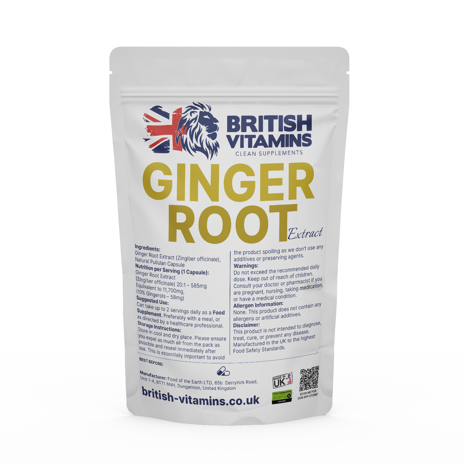 Ginger root Extract Health & Beauty:Vitamins & Lifestyle Supplements:Vitamins & Minerals British Vitamins 60 Capsules