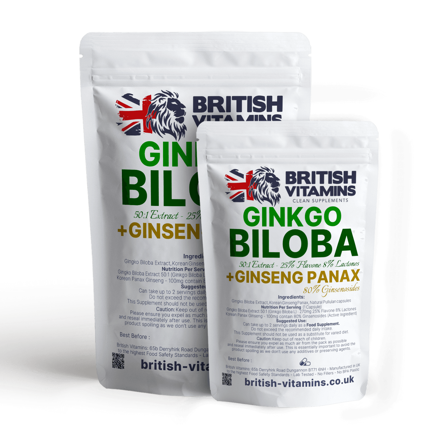 Ginkgo Biloba Capsules +Ginseng Panax Health & Beauty:Vitamins & Lifestyle Supplements:Vitamins & Minerals British Vitamins 5 Capsules ( Sample )