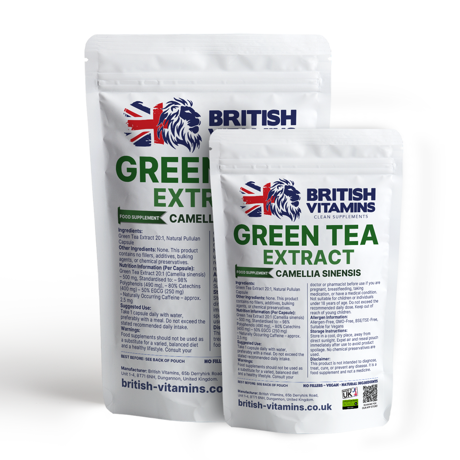 Green Tea Extract 500mg Safe dose in Vegan Capsules Health & Beauty:Vitamins & Lifestyle Supplements:Vitamins & Minerals British Vitamins
