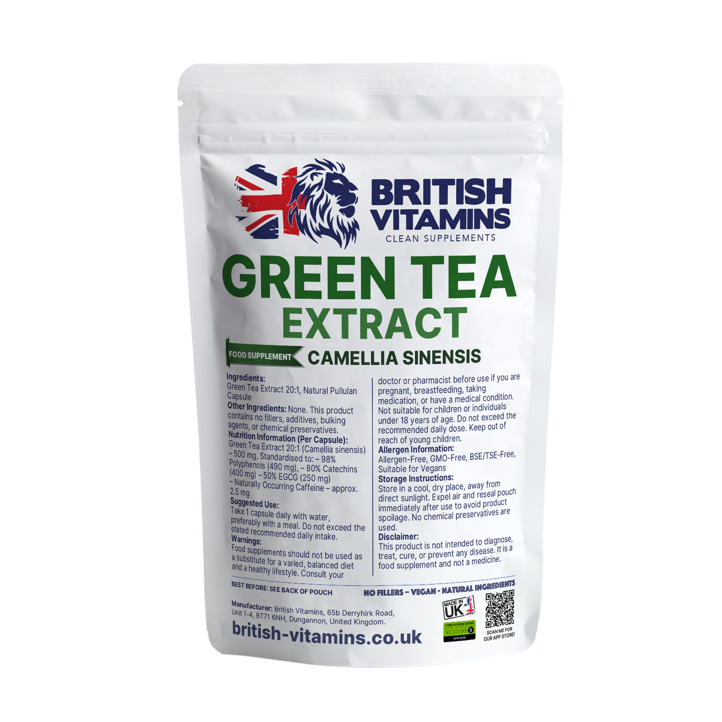 Green Tea Extract 500mg Safe dose in Vegan Capsules Health & Beauty:Vitamins & Lifestyle Supplements:Vitamins & Minerals British Vitamins 5 Capsules ( Sample )
