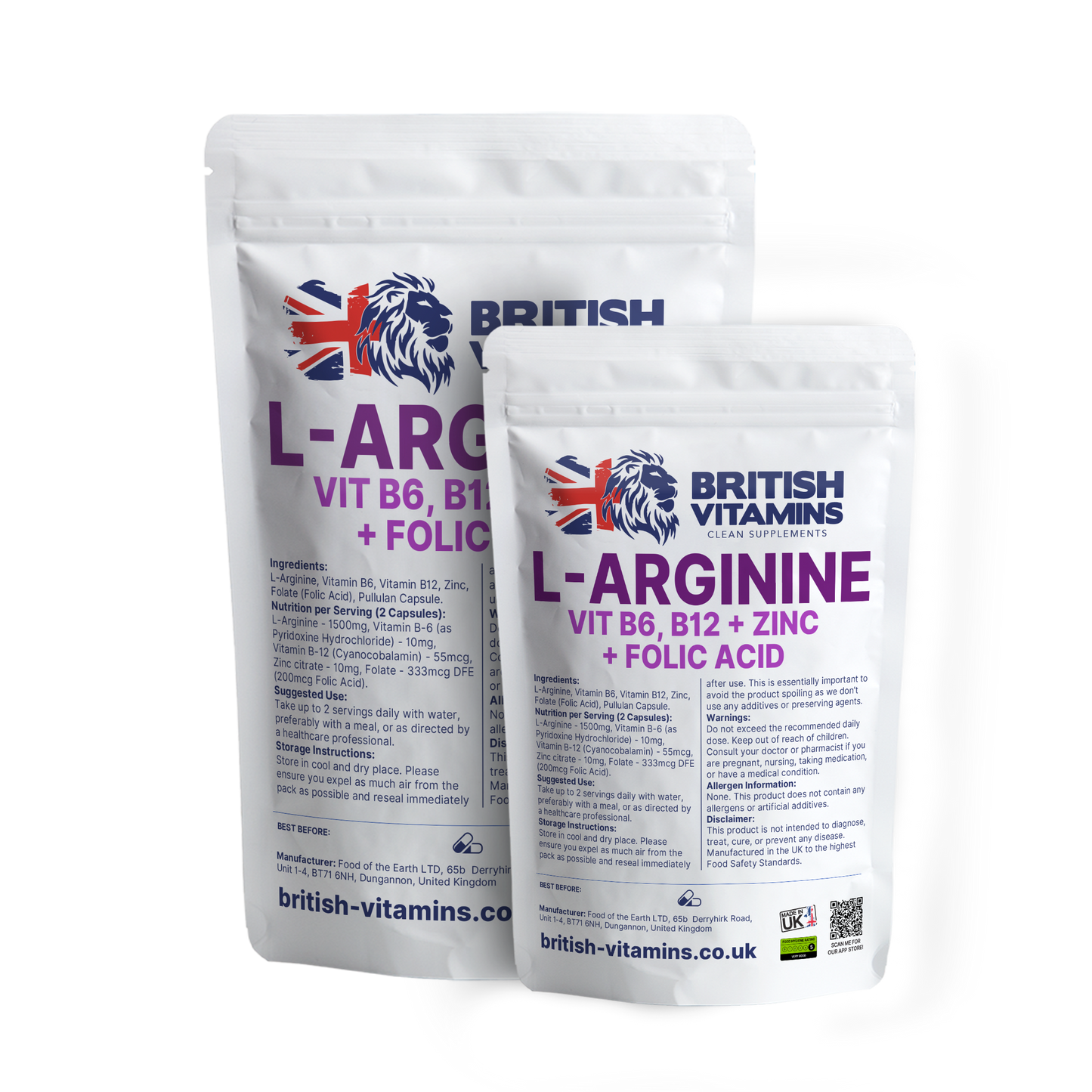 L-Arginine Complex – 1500 mg with B6, B12, Zinc and Folate Health & Beauty:Vitamins & Lifestyle Supplements:Vitamins & Minerals British Vitamins