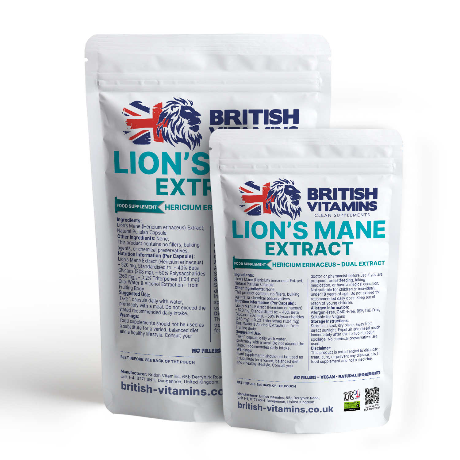 Lion’s Mane Mushroom Extract – 40% Beta Glucans, 50% Polysaccharides Triterpenes (naturally occurring)(Fruiting Body, Water-Extracted) Health & Beauty:Vitamins & Lifestyle Supplements:Vitamins & Minerals British Vitamins
