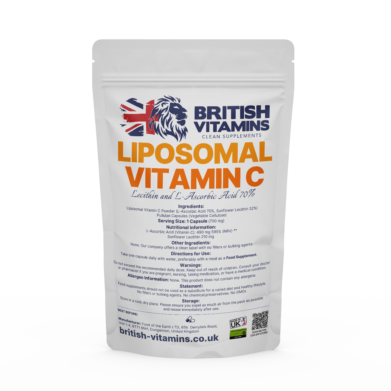 Vitamin C Liposomal- blended with sunflower lecithin Health & Beauty:Vitamins & Lifestyle Supplements:Vitamins & Minerals British Vitamins 5 capsules