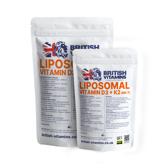 Vitamin D3 4000 IU with K2 MK-7 Liposomal Formula Food Supplement British Vitamins