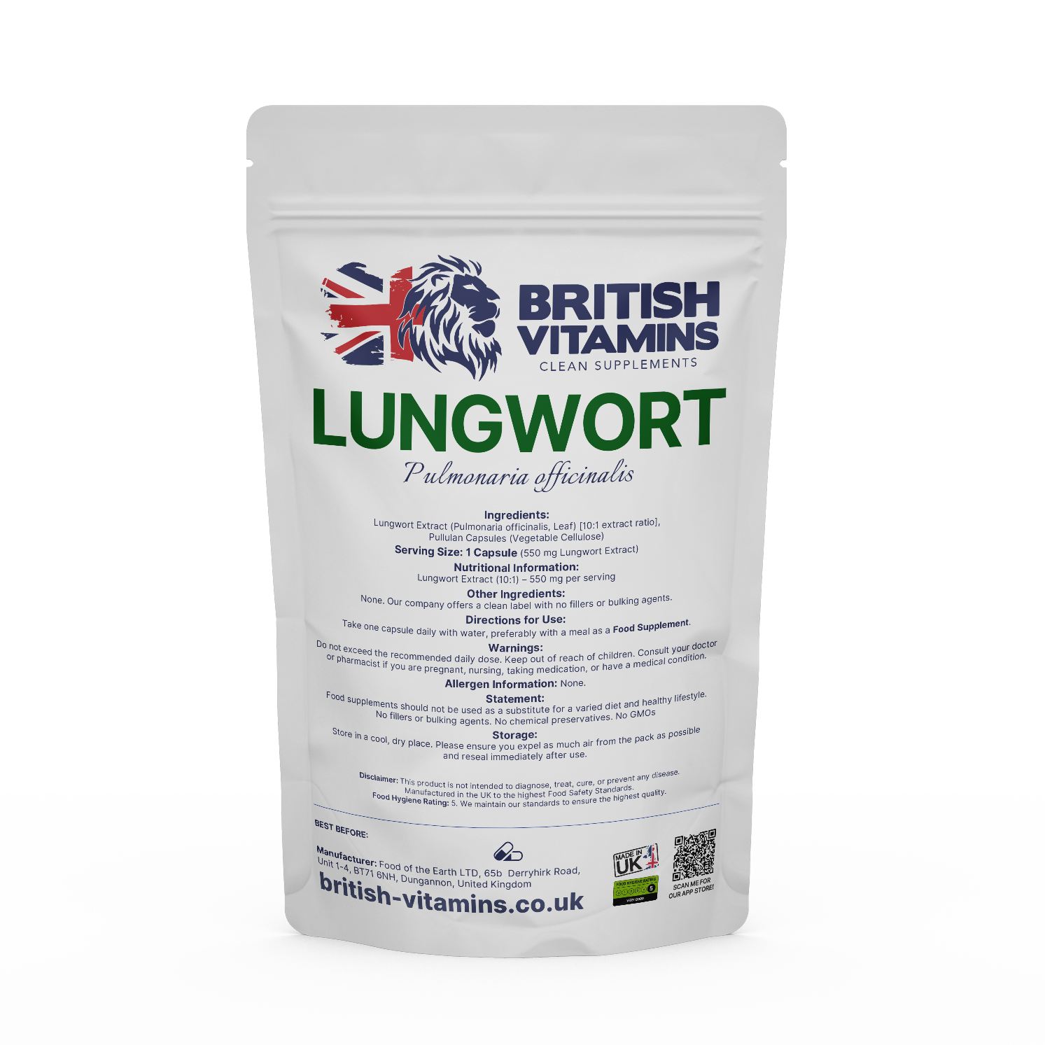 Lungwort extract capsules Health & Beauty:Vitamins & Lifestyle Supplements:Vitamins & Minerals British Vitamins 5 Capsules (sample)