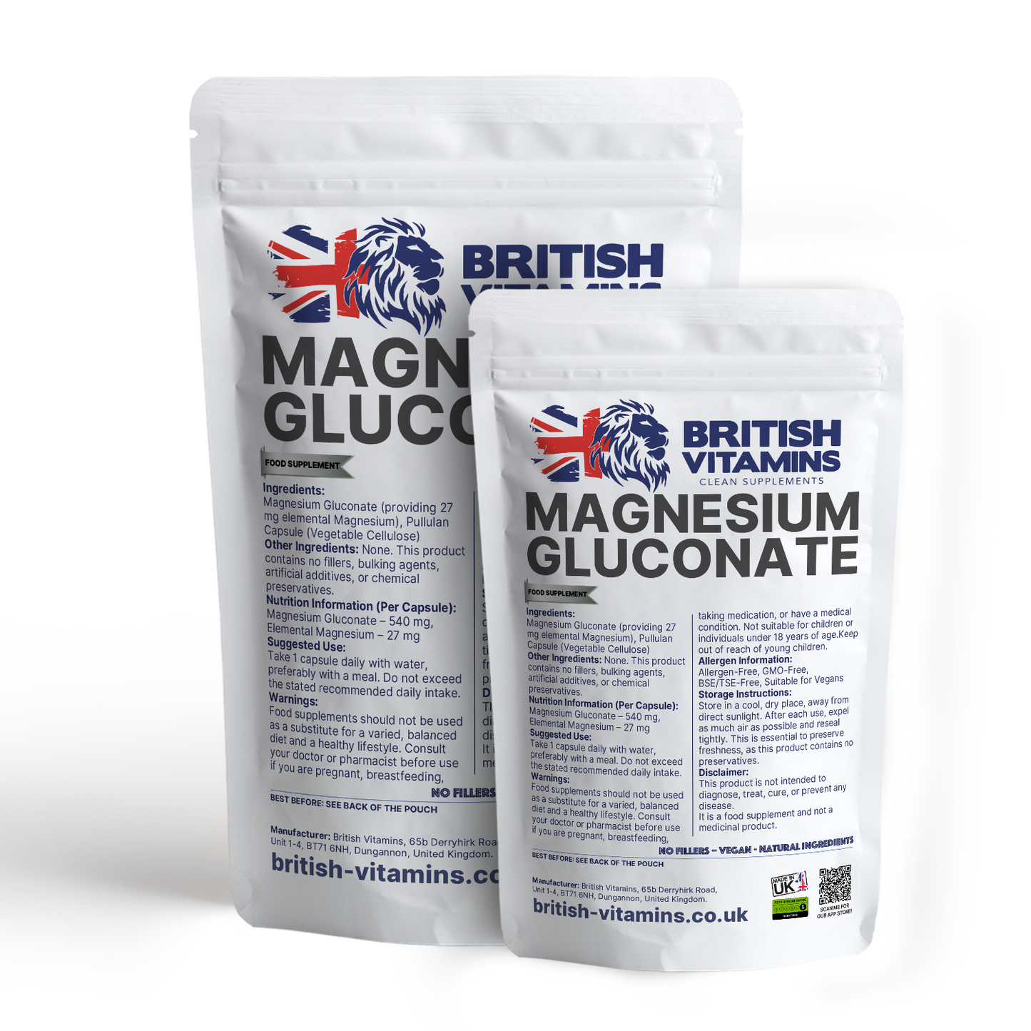 Magnesium Gluconate – Vegan Capsules | Additive-Free Health & Beauty:Vitamins & Lifestyle Supplements:Vitamins & Minerals British Vitamins
