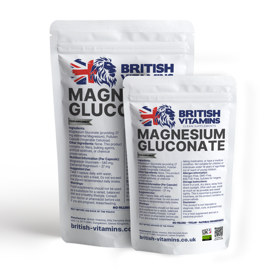 Magnesium Gluconate – Vegan Capsules | Additive-Free Health & Beauty:Vitamins & Lifestyle Supplements:Vitamins & Minerals British Vitamins