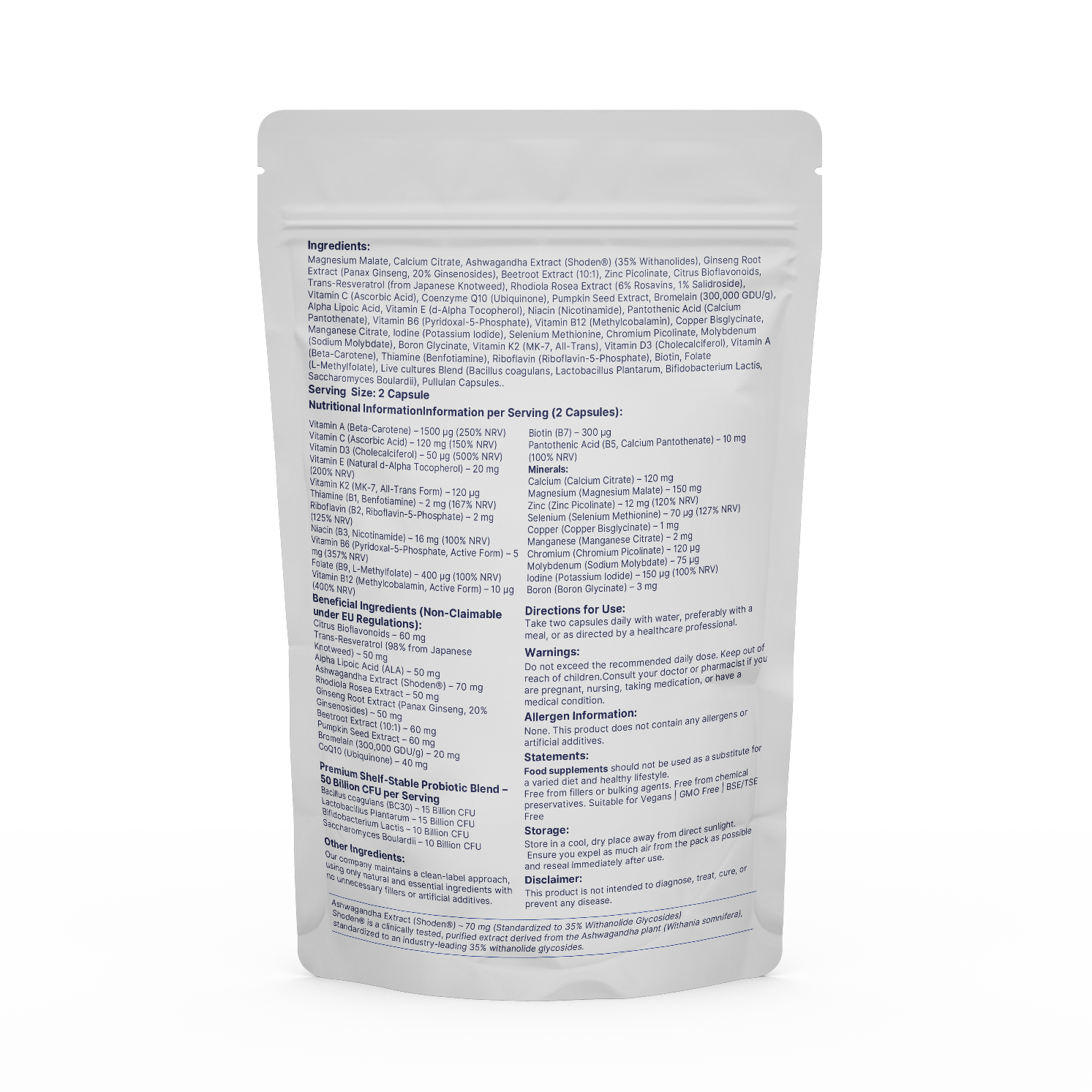 Gent’s ELIXIR – Men’s Multivitamin Complex with Live Cultures 50 Billion CFU British Vitamins