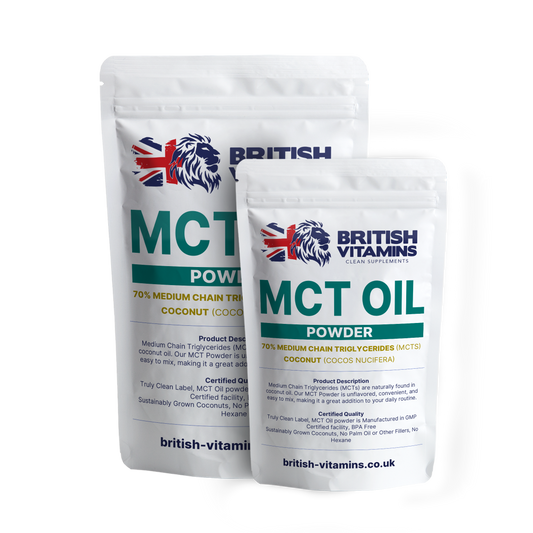 MCT Oil Powder Medium Chain Triglycerides from 100% Coconut Oil Clean-Label 250g British Vitamins