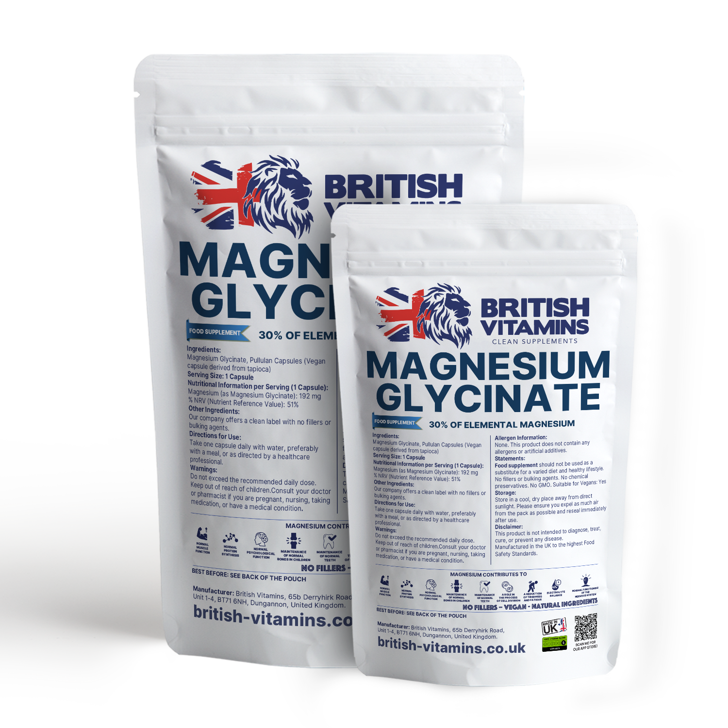 Magnesium Glycinate – 640mg per Capsule (Providing 30% Elemental Magnesium) – Clean Label, No Fillers Health & Beauty:Vitamins & Lifestyle Supplements:Sports Supplements:Protein Shakes & Bodybuilding British Vitamins