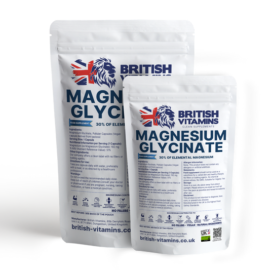 Magnesium Glycinate – 640mg per Capsule (Providing 30% Elemental Magnesium) – Clean Label, No Fillers Health & Beauty:Vitamins & Lifestyle Supplements:Sports Supplements:Protein Shakes & Bodybuilding British Vitamins
