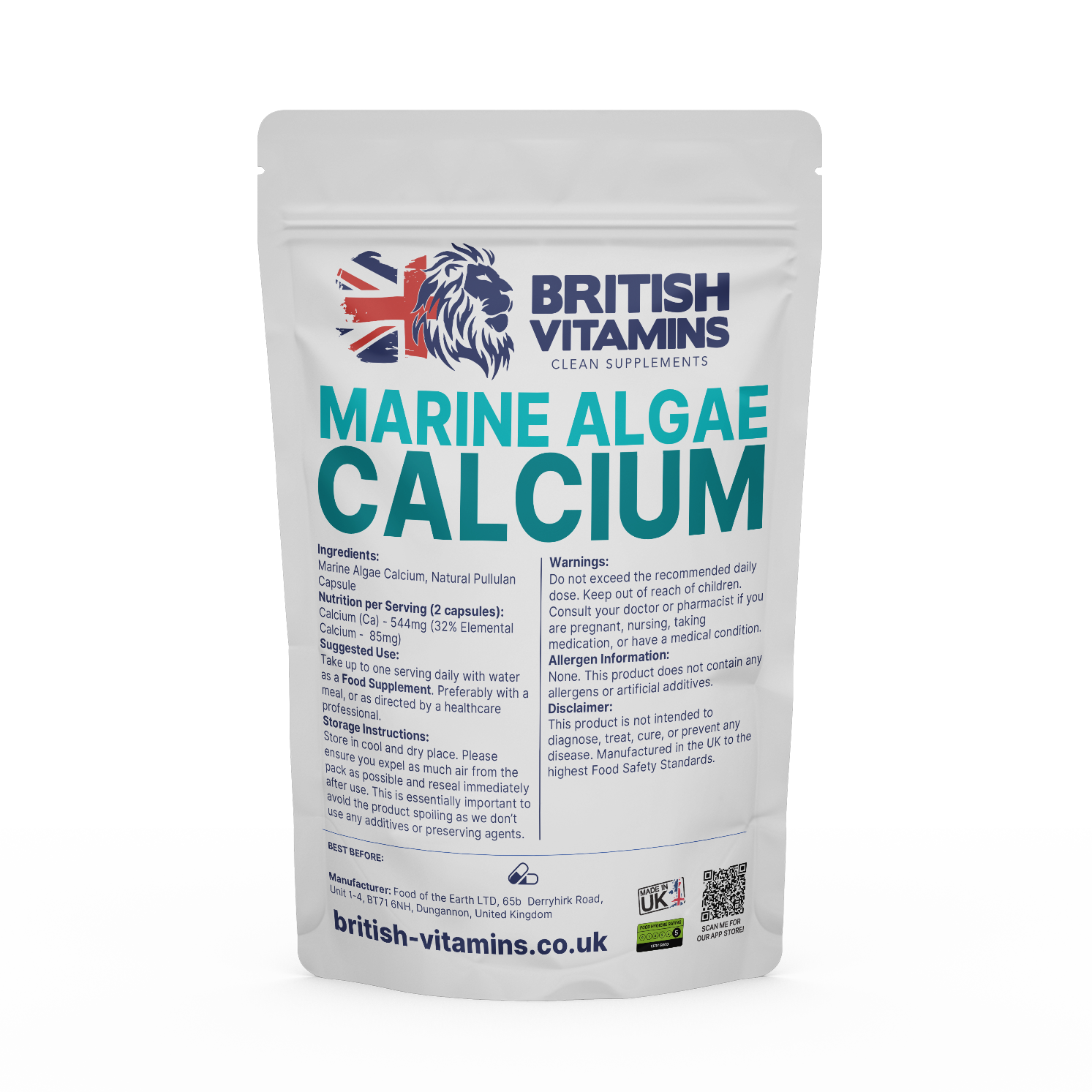 Algae Calcium contains Ocean Magnesium and Trace Minerals Health & Beauty:Vitamins & Lifestyle Supplements:Sports Supplements:Protein Shakes & Bodybuilding British Vitamins 60 Capsules