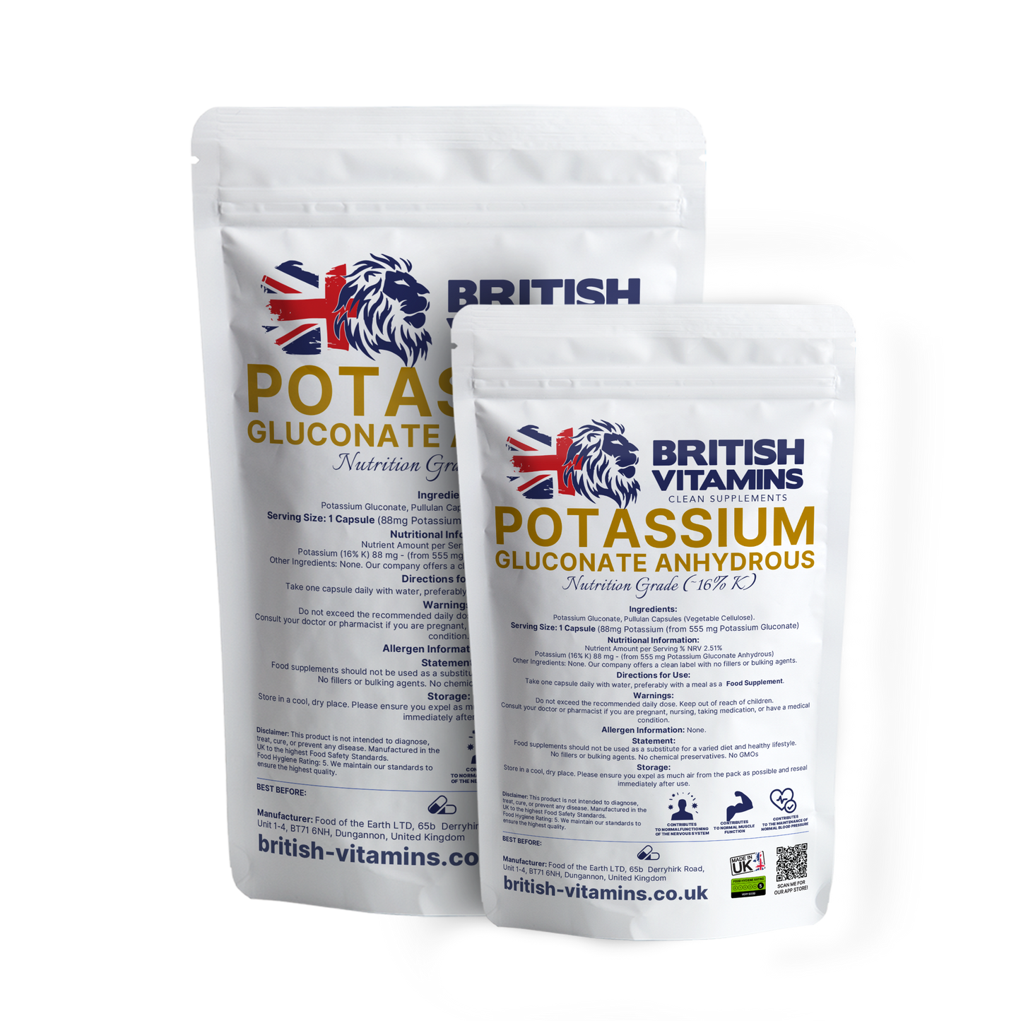 Potassium Gluconate powder and Capsules – 88mg ~16% Elemental K (from 555mg) Health & Beauty:Vitamins & Lifestyle Supplements:Vitamins & Minerals British Vitamins
