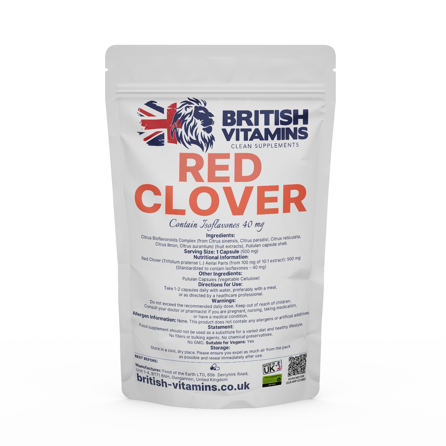 Red Clover Extract – Natural Herbal Extract – Made in the UK Health & Beauty:Vitamins & Lifestyle Supplements:Vitamins & Minerals British Vitamins 5 Capsules (Sample)