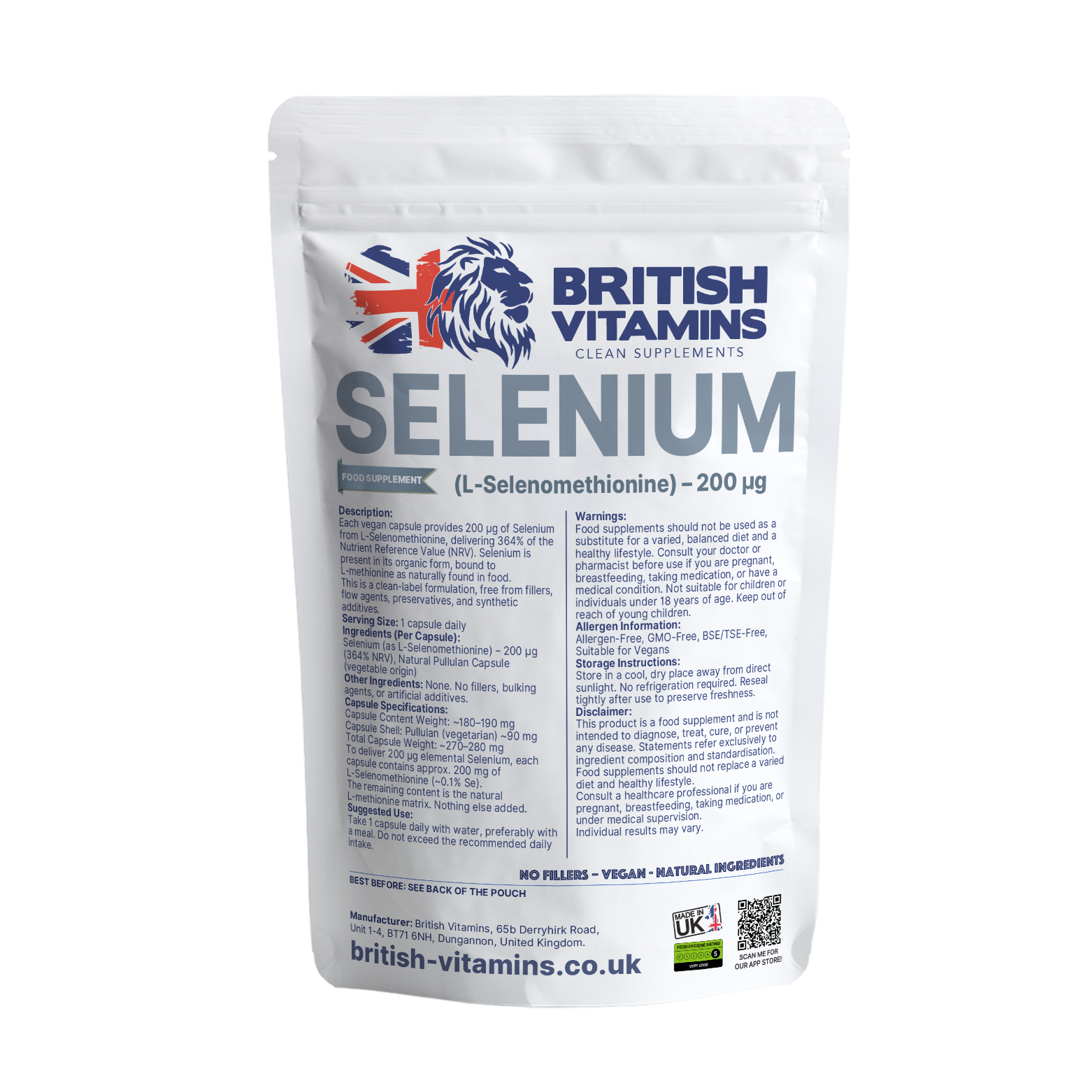 Selenium Supplement 200 µg – L-Selenomethionine – Vegan, No Fillers Health & Beauty:Vitamins & Lifestyle Supplements:Sports Supplements:Protein Shakes & Bodybuilding British Vitamins 5 Capsules ( Sample )
