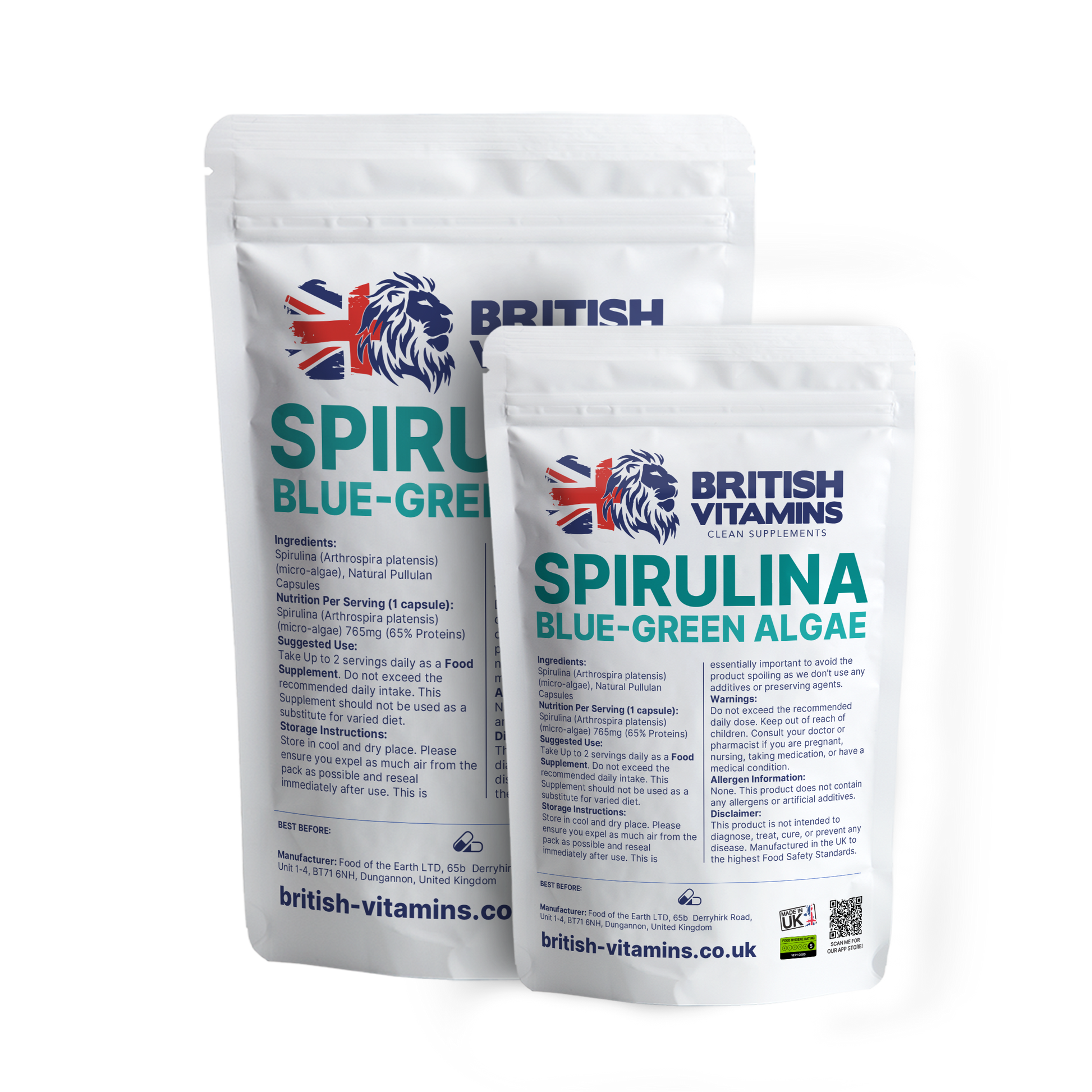 Spirulina extract Organic 765mg 65% Proteins Vegan Capsules Health & Beauty:Vitamins & Lifestyle Supplements:Vitamins & Minerals British Vitamins