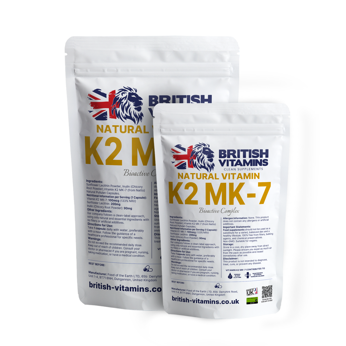 Natural Vitamin K2 MK7 British Vitamins