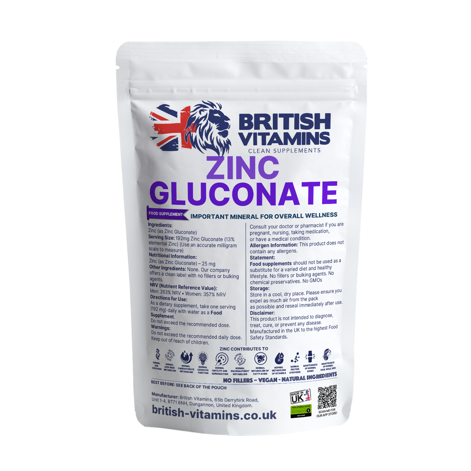 Zinc Gluconate – 25mg Elemental Zinc per Capsule/Zinc Gluconate 25mg Elemental Zinc – 200g Pure Powder – Vegan, No Fillers, Health & Beauty:Vitamins & Lifestyle Supplements:Vitamins & Minerals British Vitamins 200g