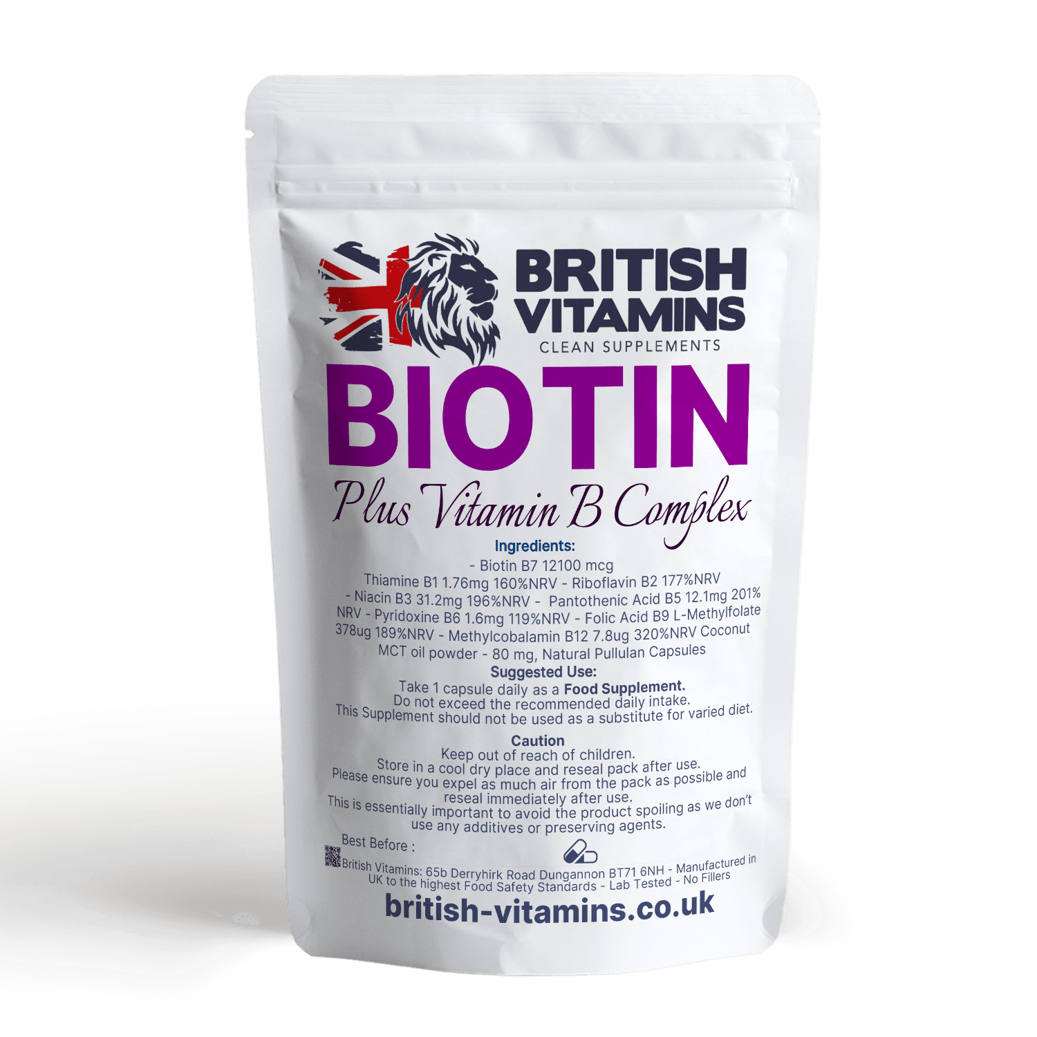 Biotin + Vitamin B Complex Health & Beauty:Vitamins & Lifestyle Supplements:Vitamins & Minerals British Vitamins 60 Capsules