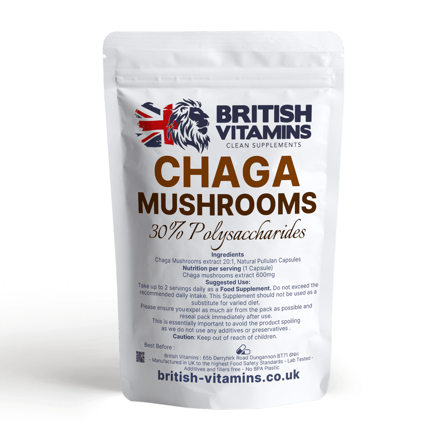 Chaga Mushroom extract 30%Polysacharides Health & Beauty:Vitamins & Lifestyle Supplements:Vitamins & Minerals British Vitamins 5 capsules