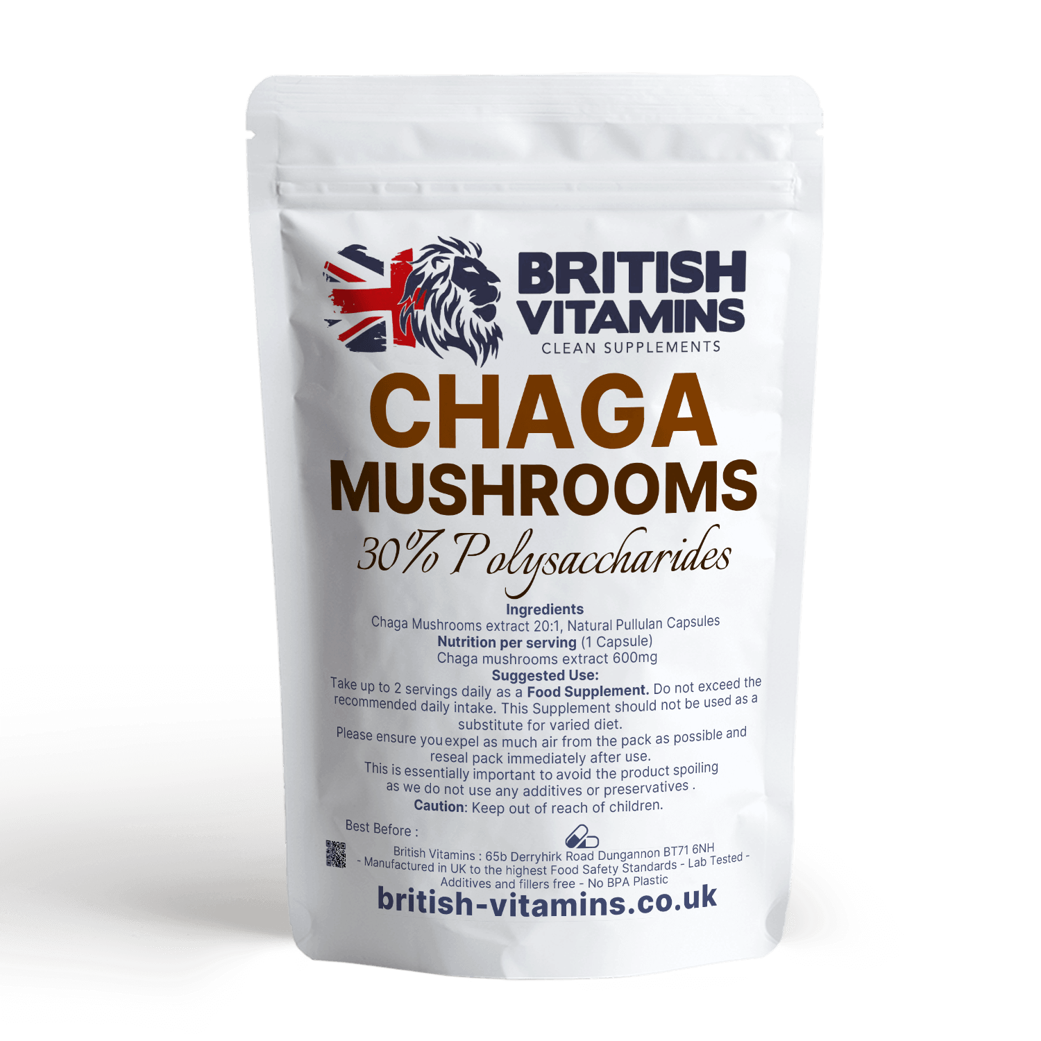 Chaga Mushroom extract 30%Polysacharides Health & Beauty:Vitamins & Lifestyle Supplements:Vitamins & Minerals British Vitamins 5 capsules