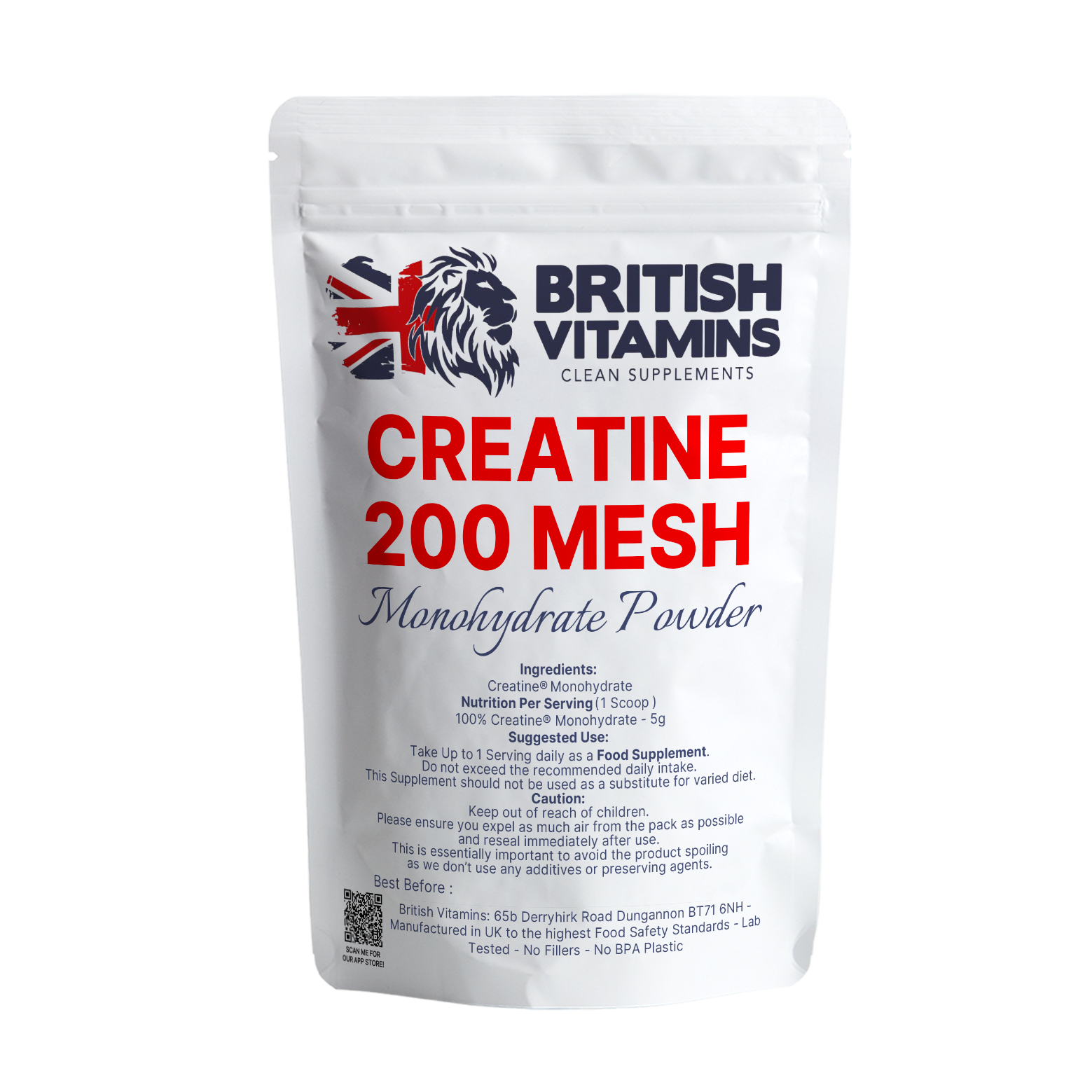 Creatine Monohydrate – 200 Mesh, Lab Tested Health & Beauty:Vitamins & Lifestyle Supplements:Vitamins & Minerals British Vitamins 200g