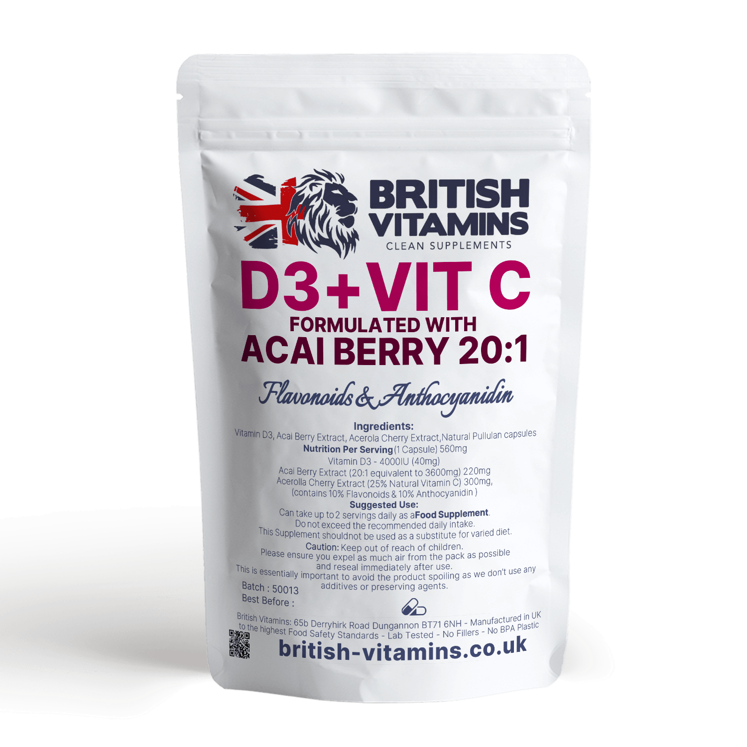 Vitamin D3 4000IU + Acai Berry Extract + Natural Vitamin C Anthocyanin Flavonoid Health & Beauty:Vitamins & Lifestyle Supplements:Vitamins & Minerals British Vitamins